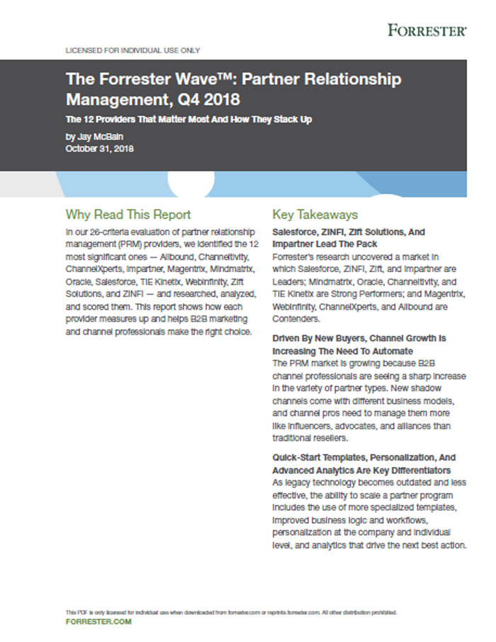 Forrester Wave: PRM 2018 2 Partner Relationship Management Forrester Wave 2018