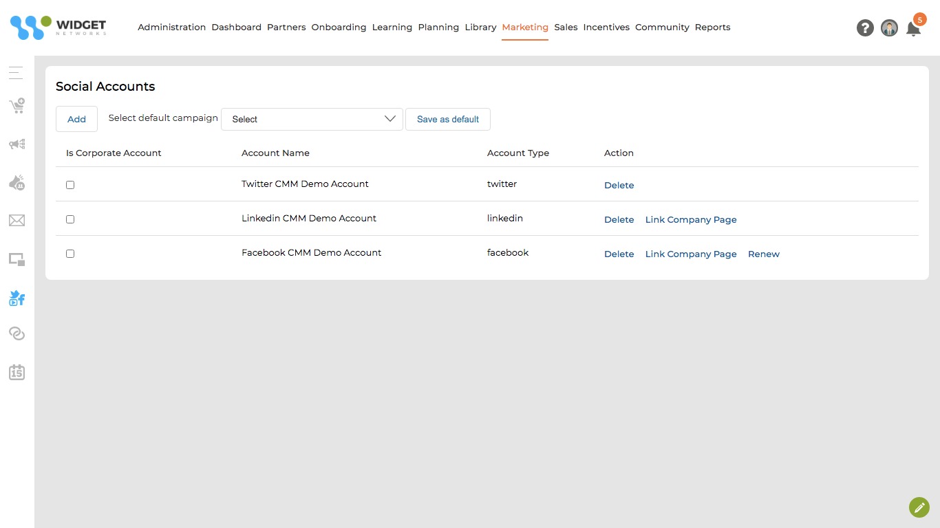 Social Account Setup Management