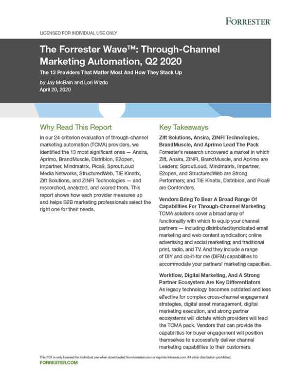 partner management software Forrester TCMA Grid Nov 2020