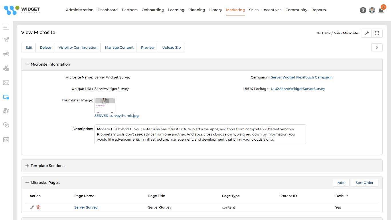 Microsite & Landing Page Management Content Setup Management