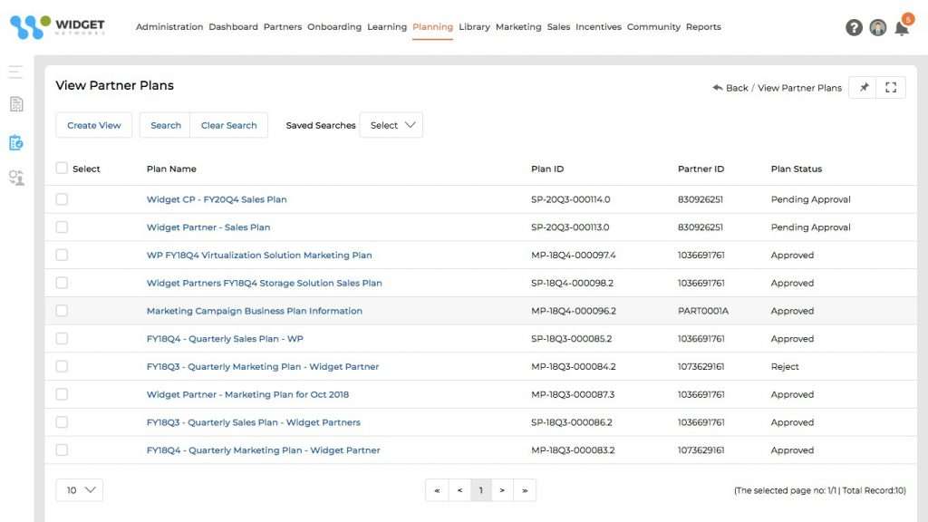 Screenshot showing partner business planning