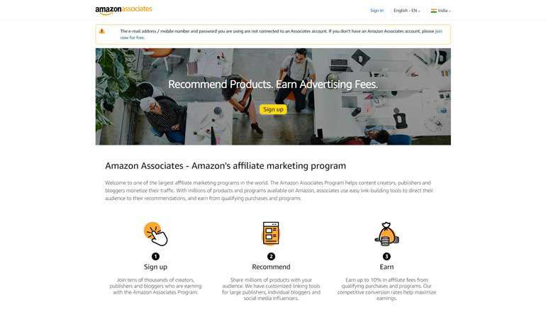 Amazon Associates website