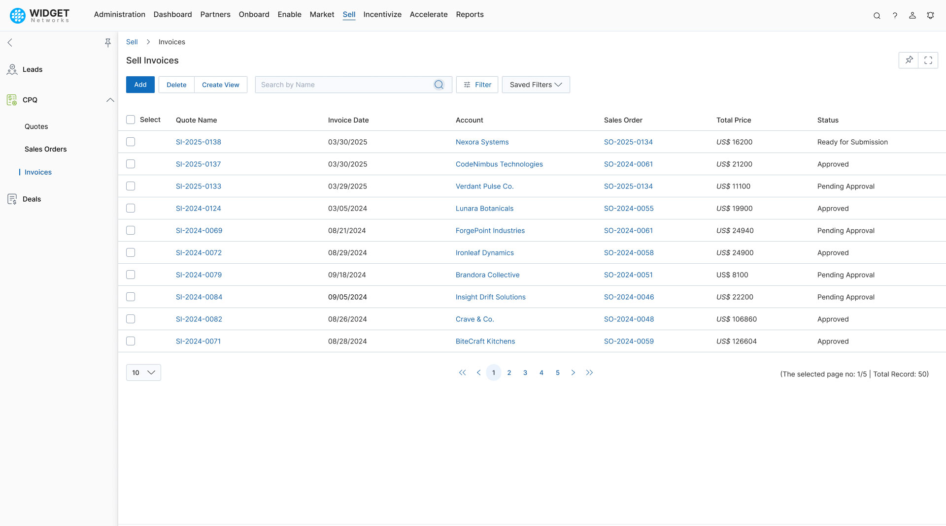 CPQ View Invoices