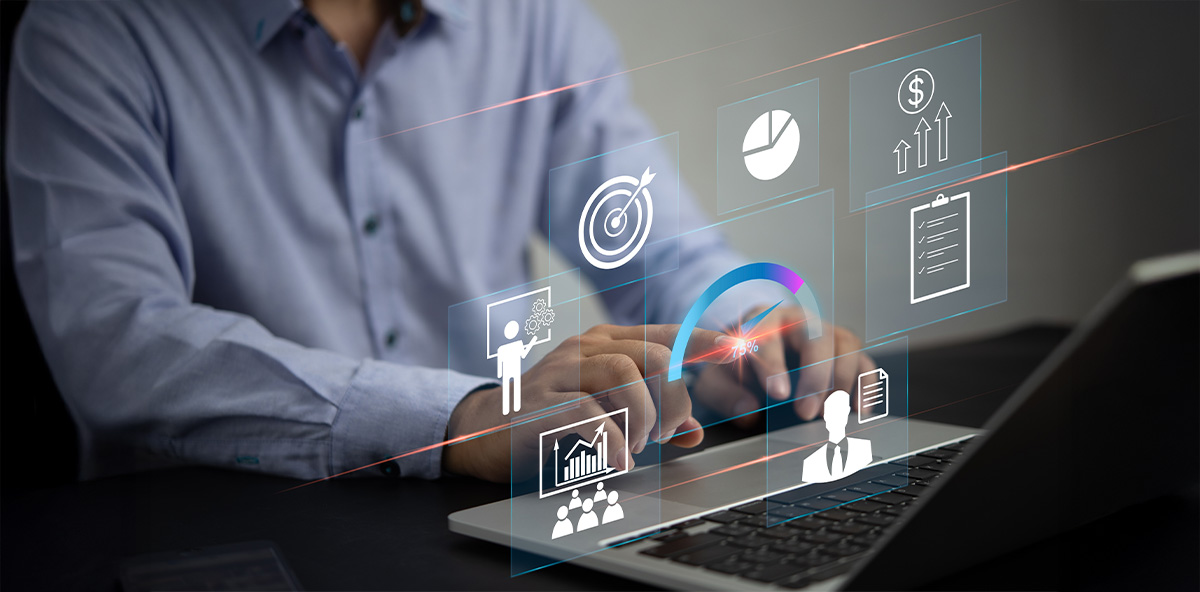 User interacting with PRM Software dashboard featuring partner performance and engagement analytics
