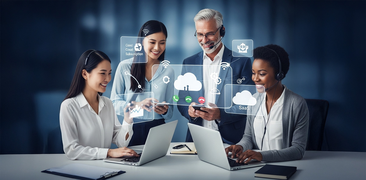 Channel Sales team collaborating on cloud-based SaaS tools.