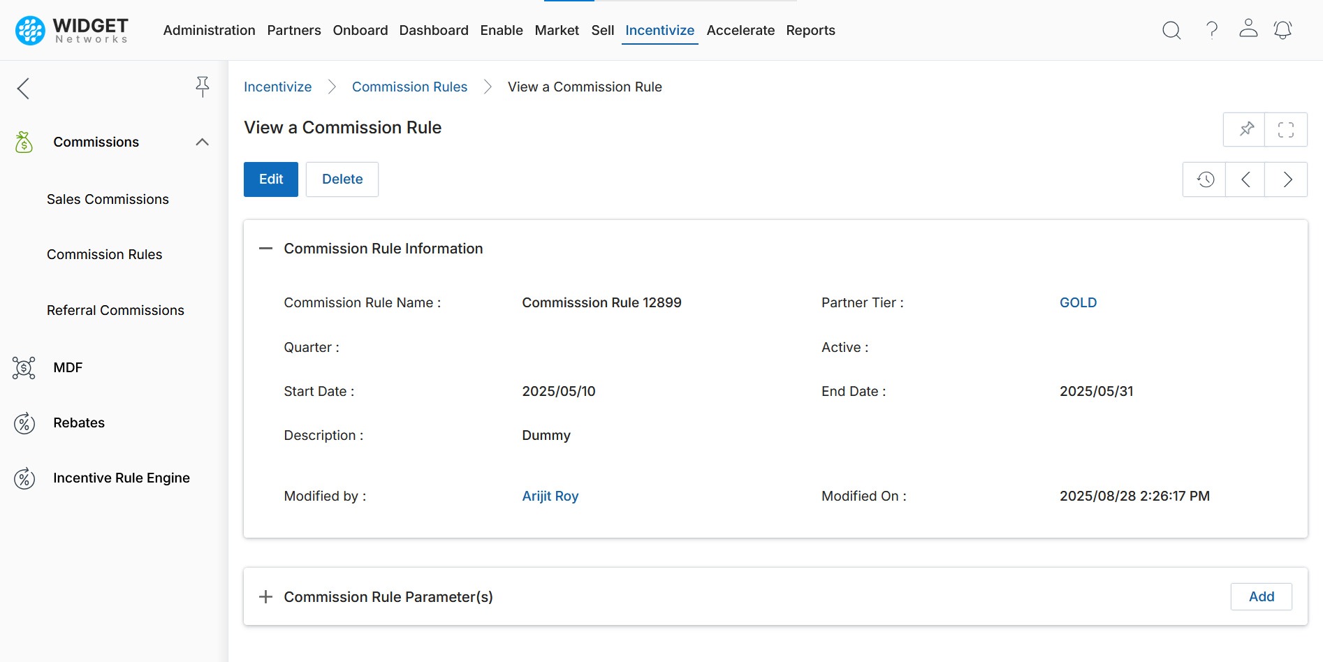 Commissions Management Incentive Calculation Rule Engine