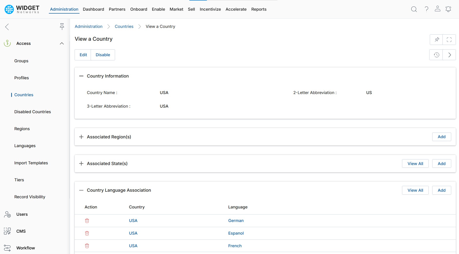 Identity and Access Management Country and Language Management