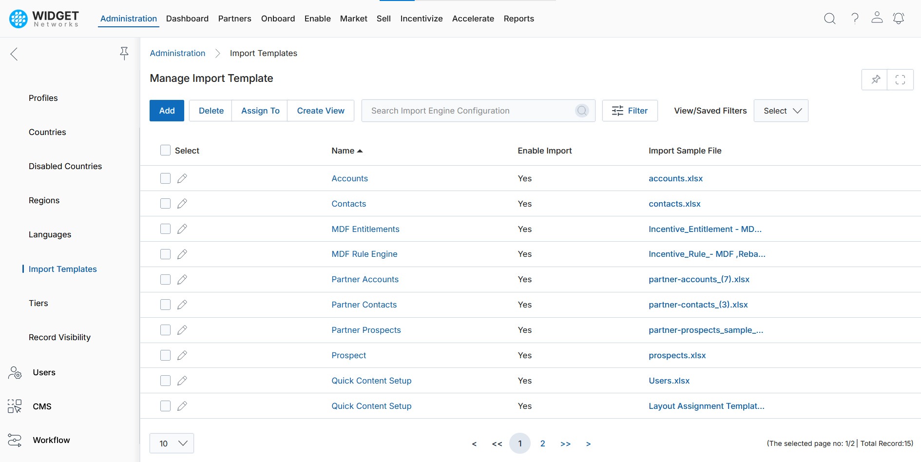Bulk Upload Template Management