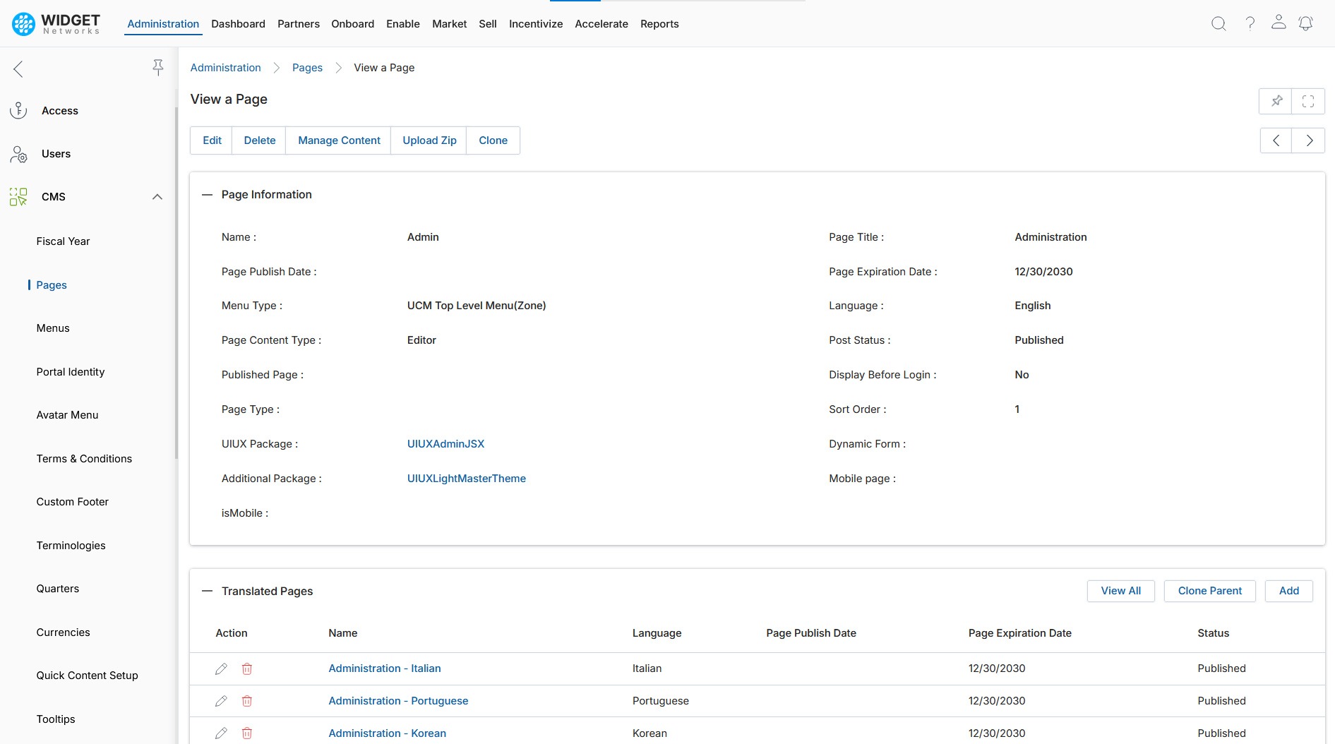 Page and Multilingual Content Management