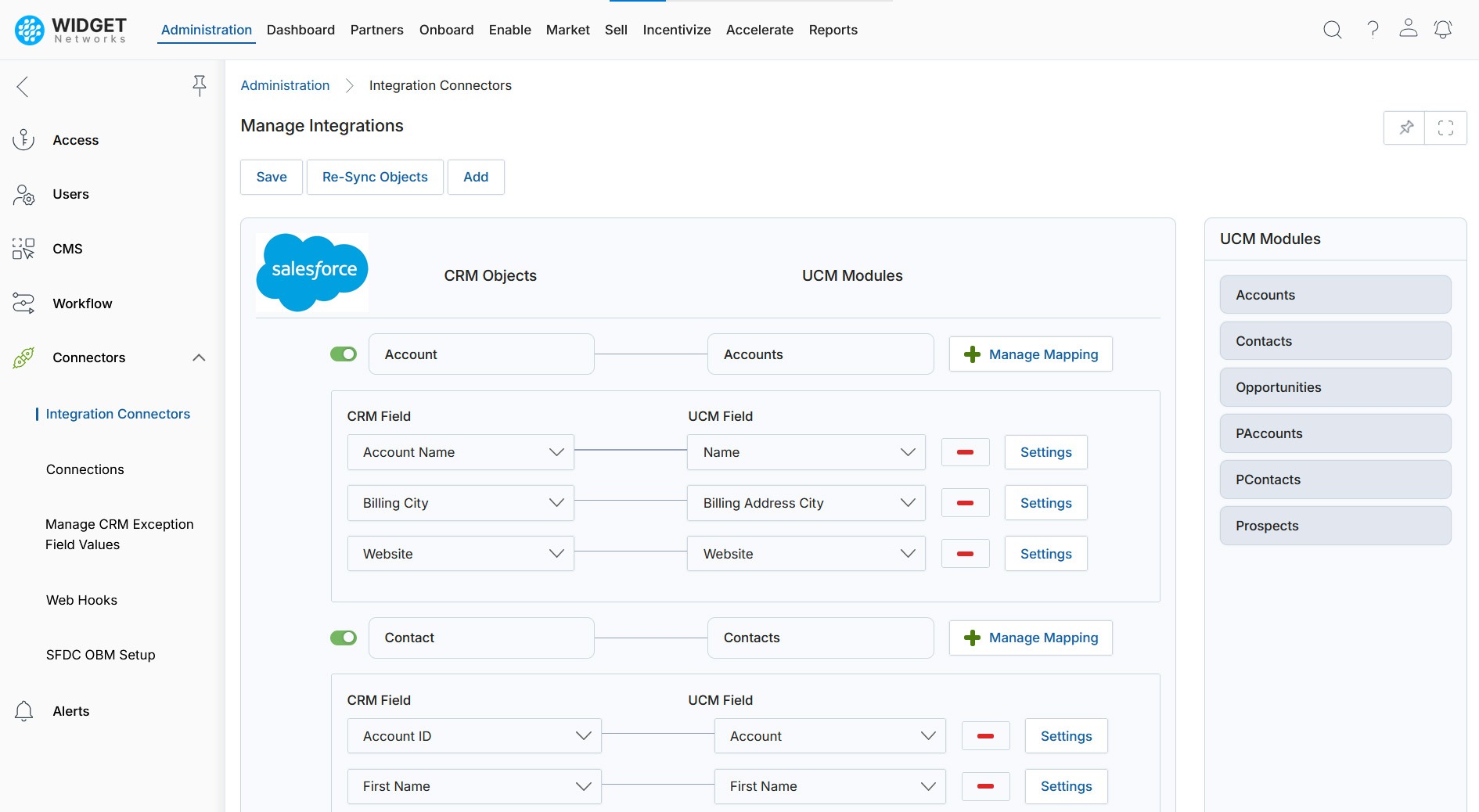 Connectors Management Flexible Field Mapping