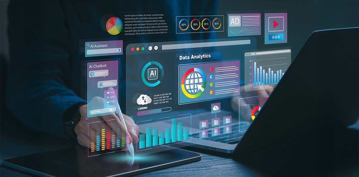 Professional using AI-powered dashboards and data analytics tools to enhance Partner Relationship Management technology.