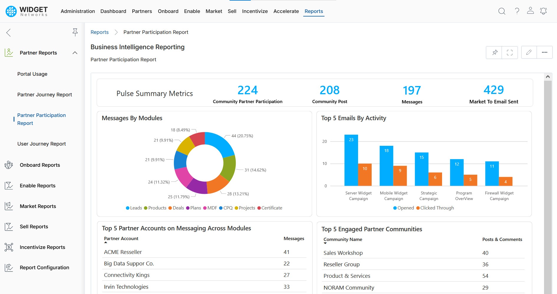 Business Intelligence Reports Partner Analytics Report