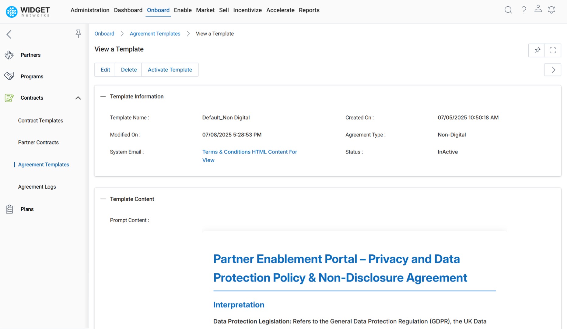 Agreement Hub for Partner Onboarding