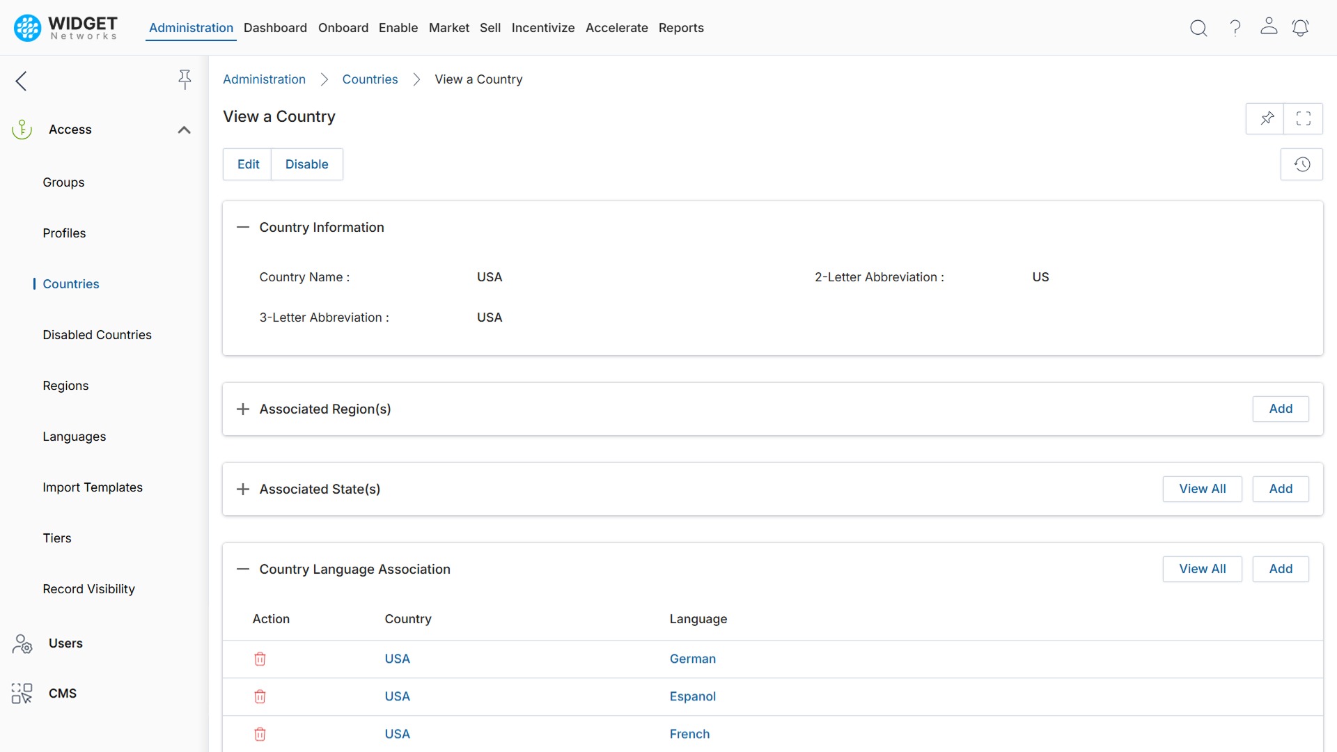 Identity and Access Management Country and Language Management