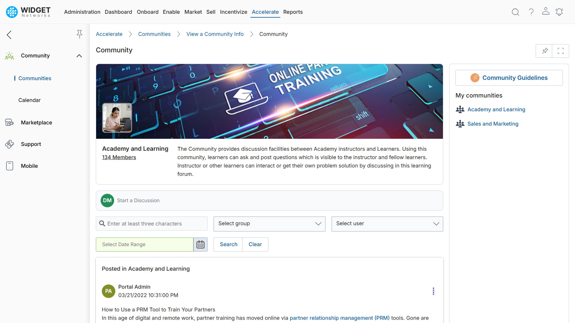 Community & Discussions Management Empower Partners to Share Knowledge