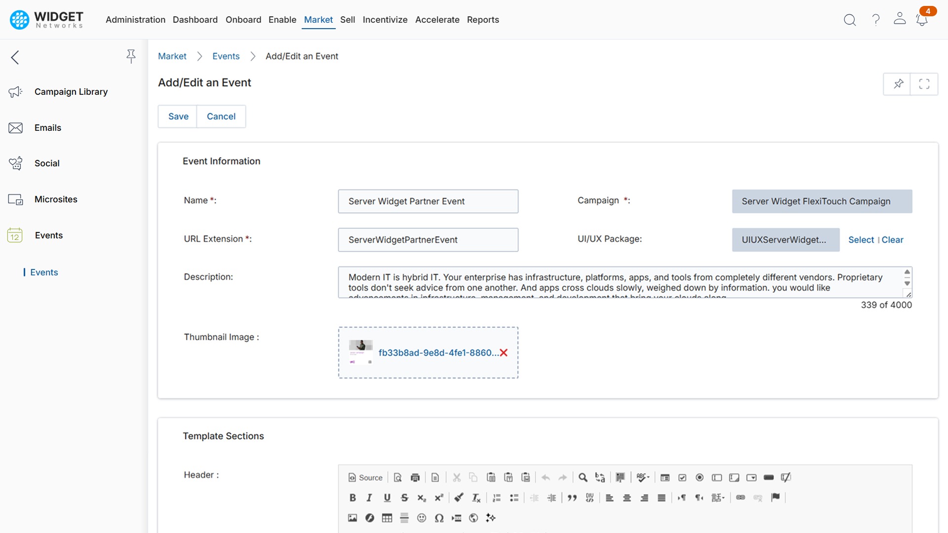 Event Marketing Management Event Details Management