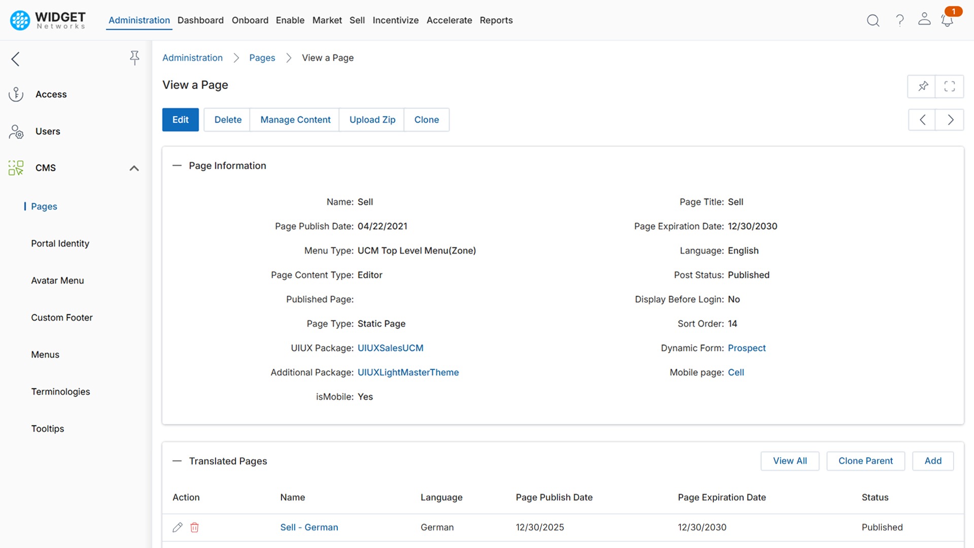 Page and Multilingual Content Management