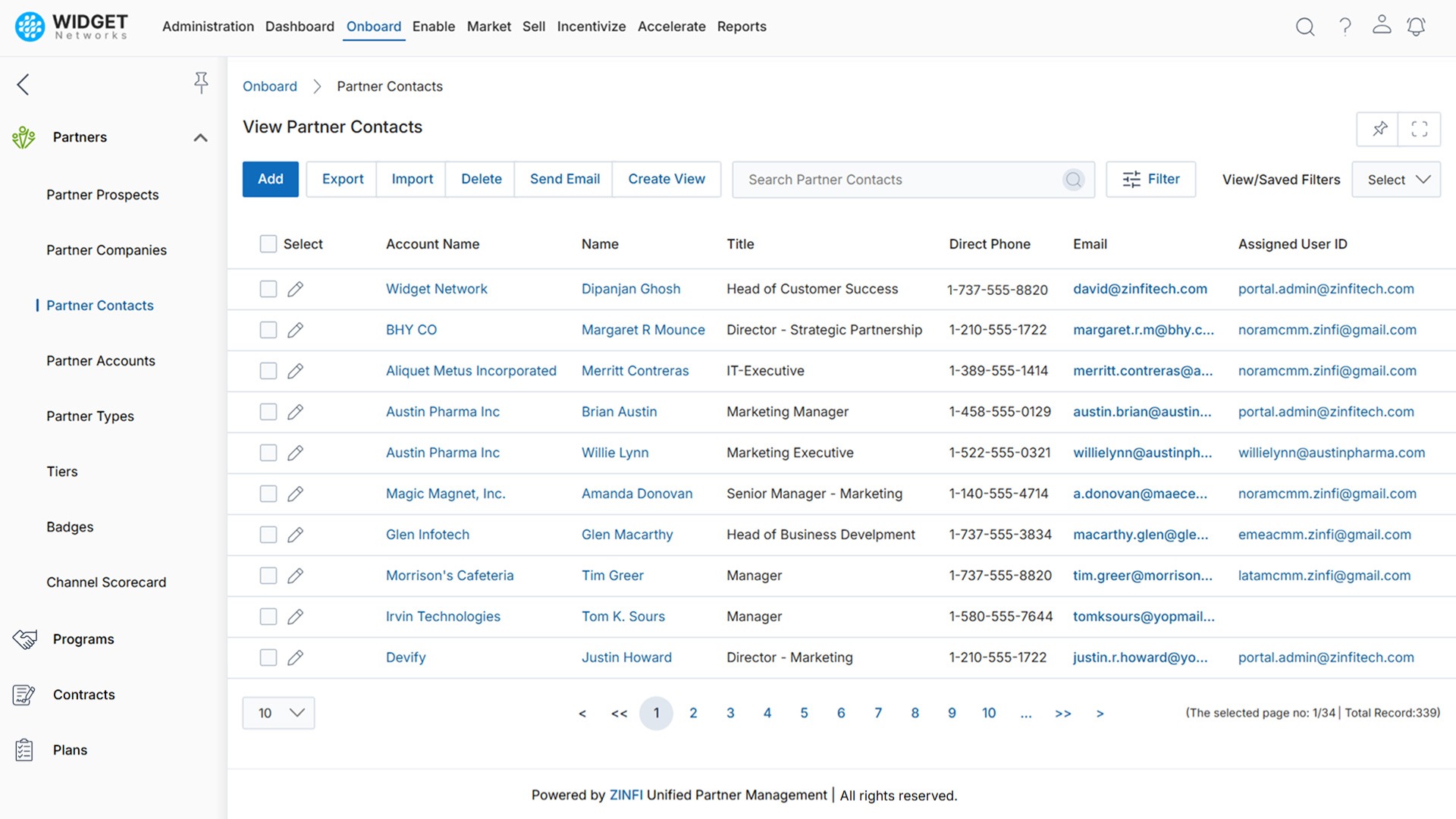 Partner Management Partner Contacts