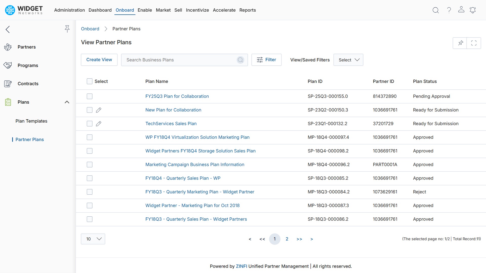 Partner Plan Dashboard