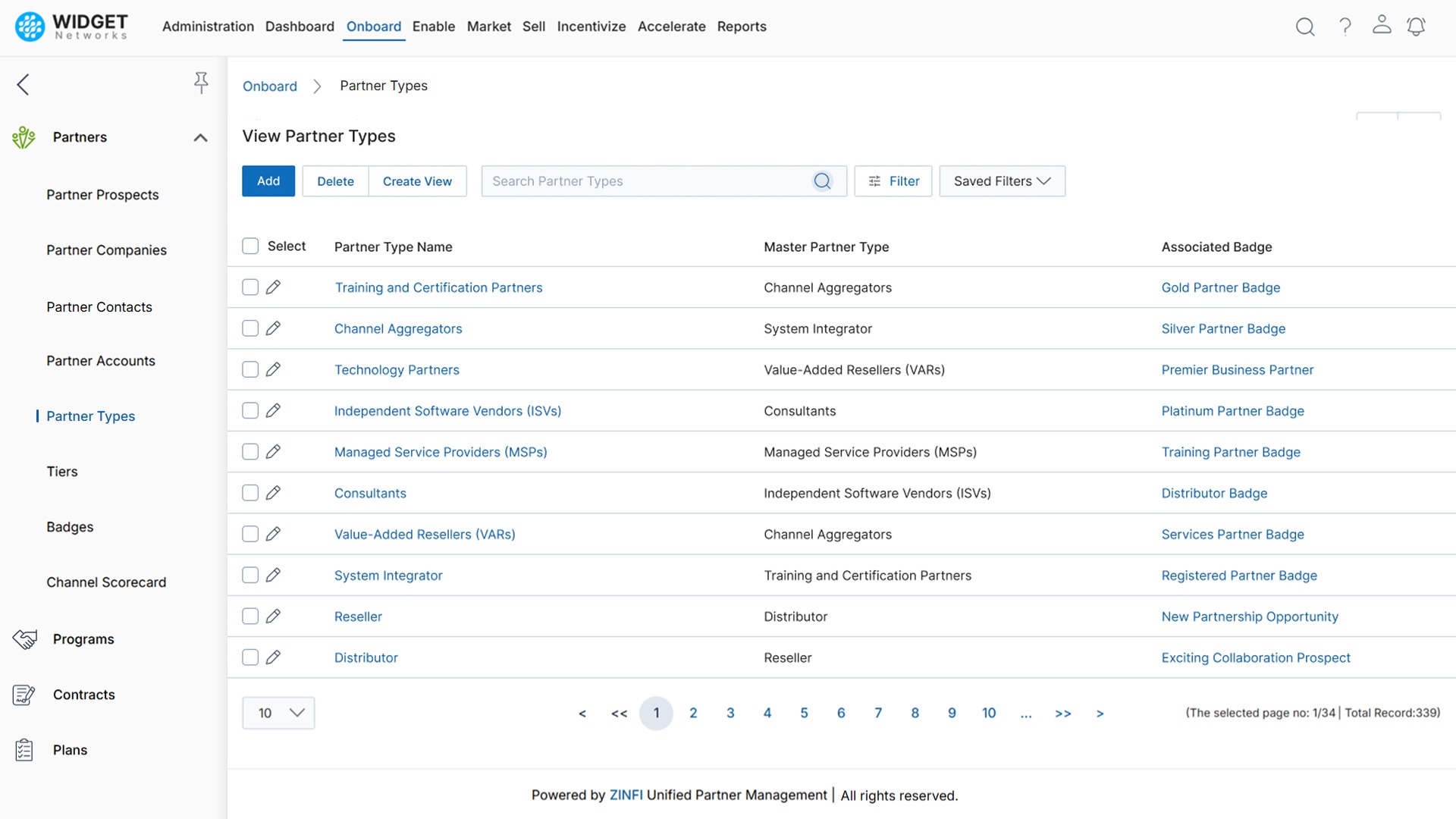 Partner Management Partner Types