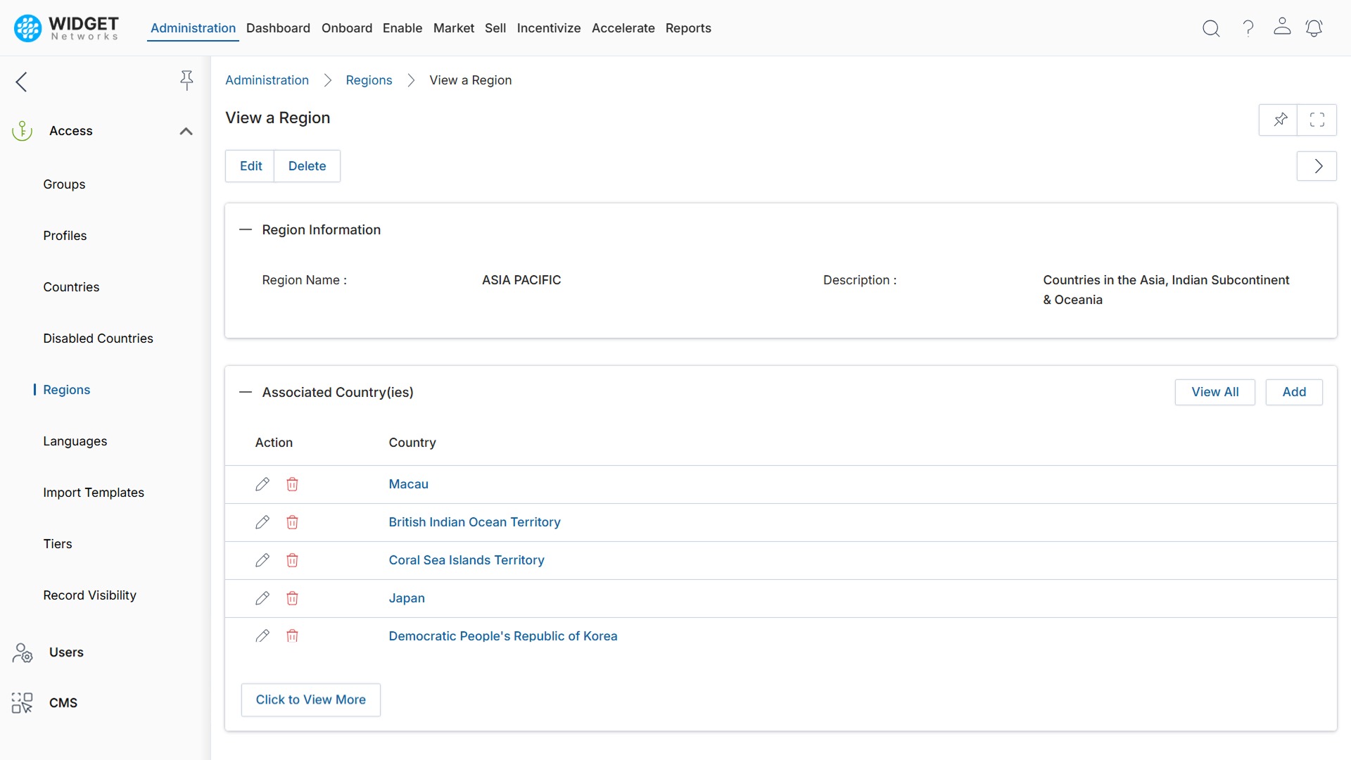 Region and Territory Management