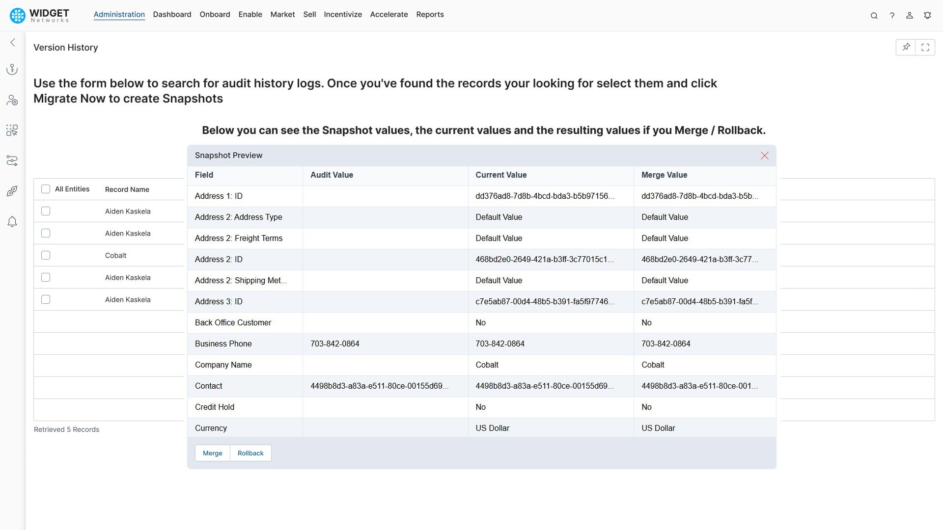 Change Management Roll Back to Previous Versions