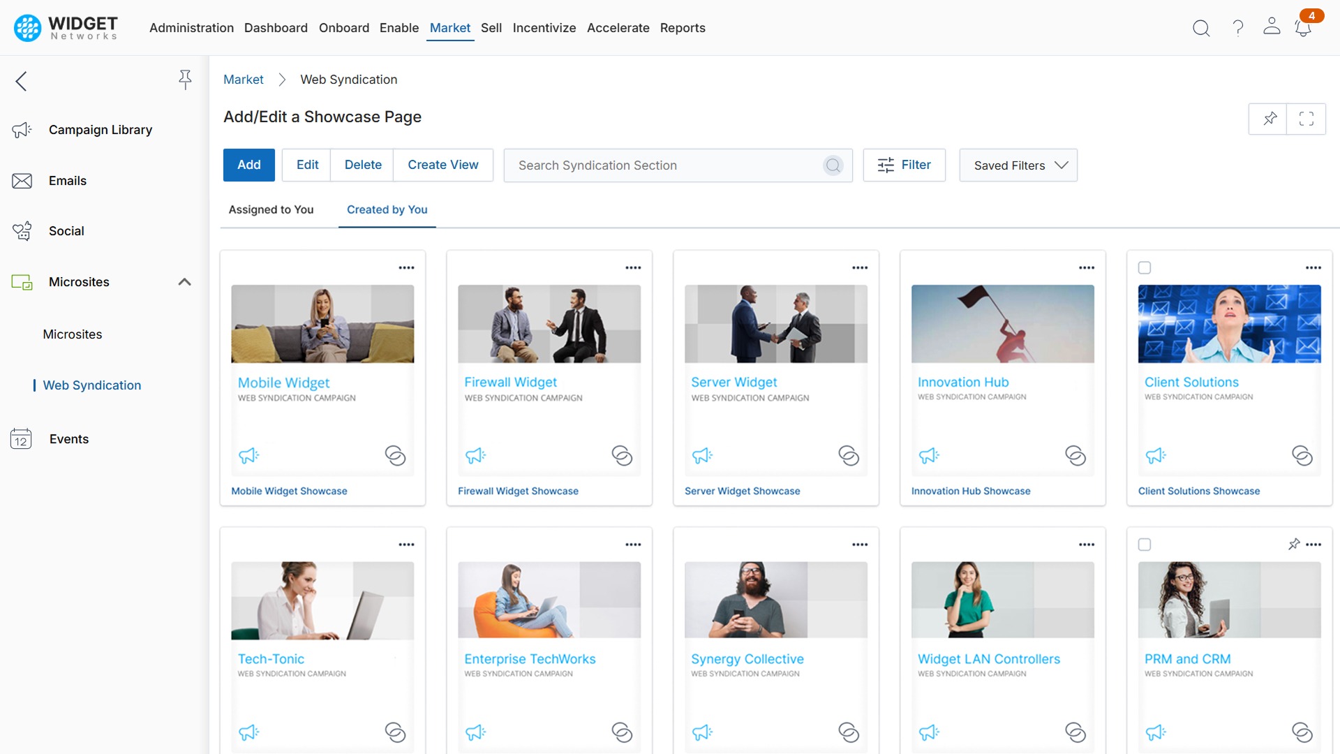 Web Syndication Management View Showcases