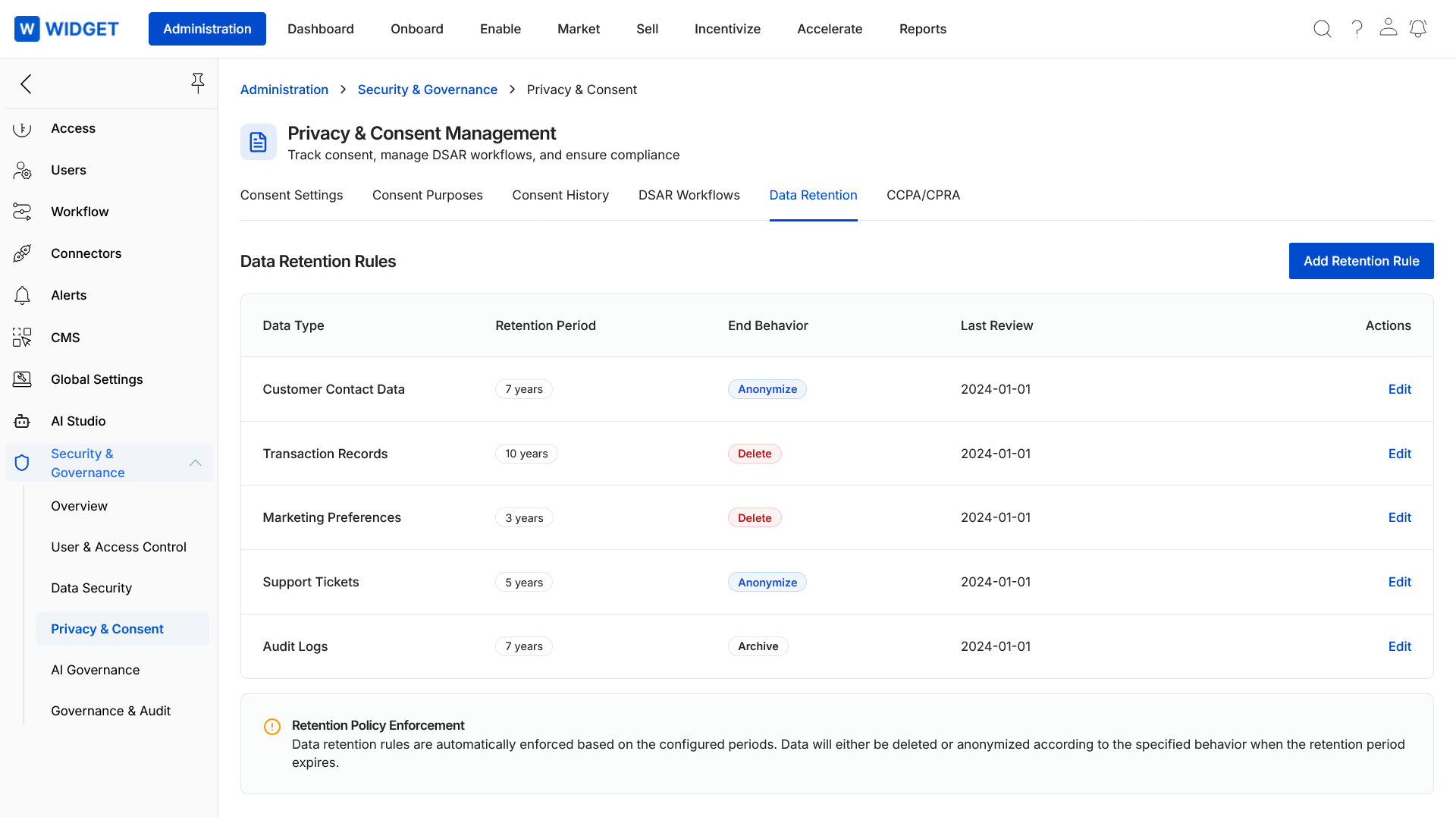 Data Retention Rules