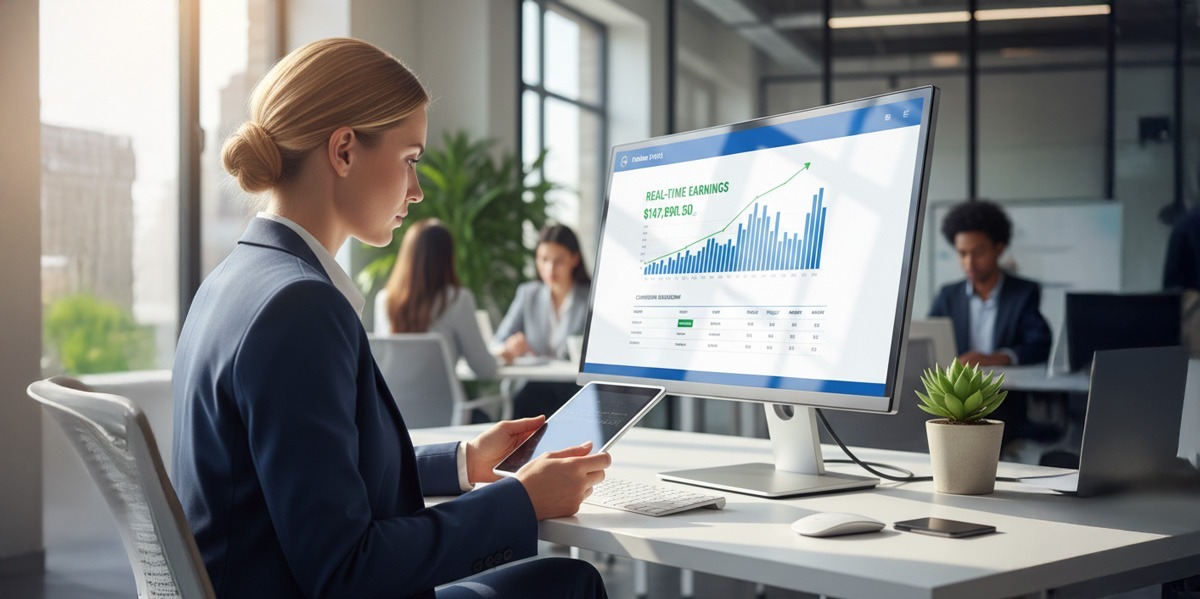 A partner viewing their real-time commission earnings on a partner portal dashboard.