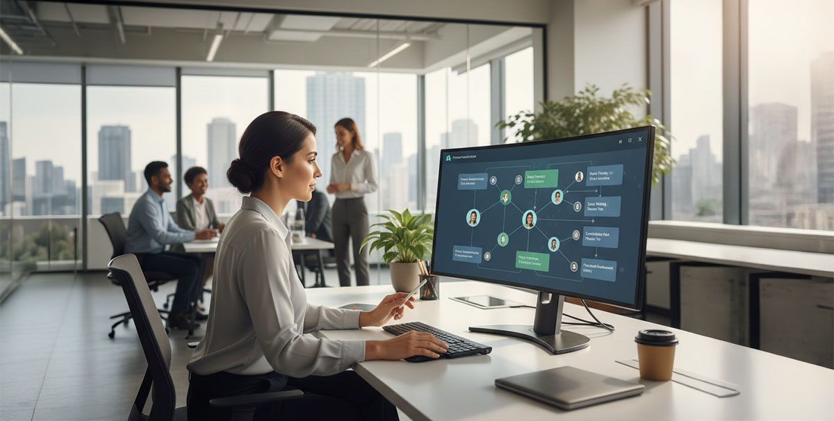 A manager using a PRM to design personalized partner enablement journeys.