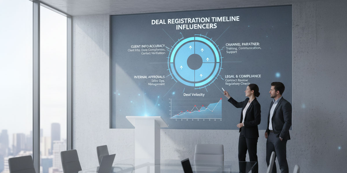 A chart showing factors influencing deal registration timelines.