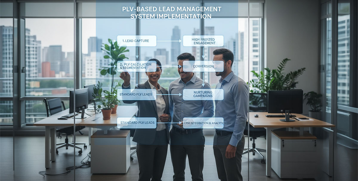 A flowchart illustrating the process of implementing a PLV-based lead management system.