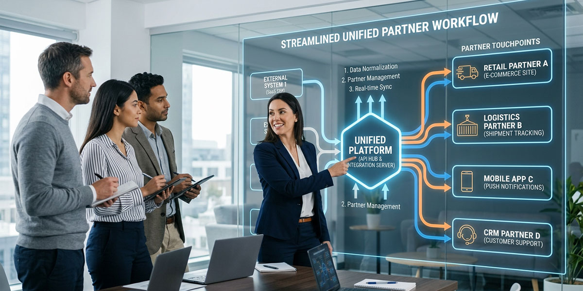 A frustrated business partner looking at a confusing computer screen, representing a poor partner experience with a flawed PRM strategy.