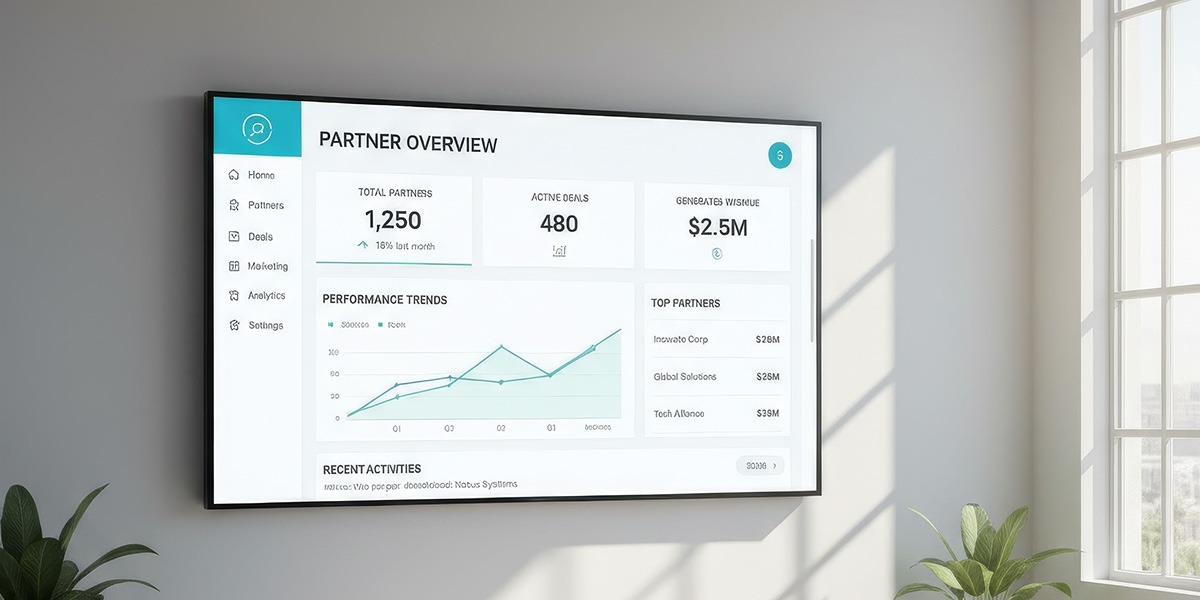 Dashboard of a partner relationship management software showcasing key features.