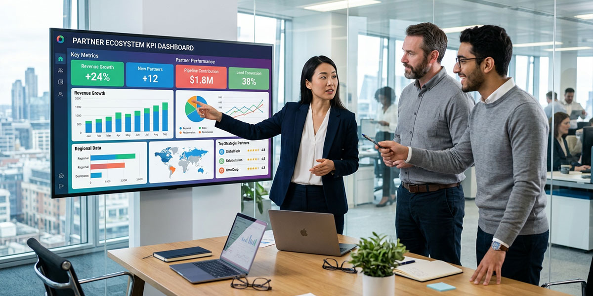 A business dashboard displaying key performance indicators for a partner ecosystem.