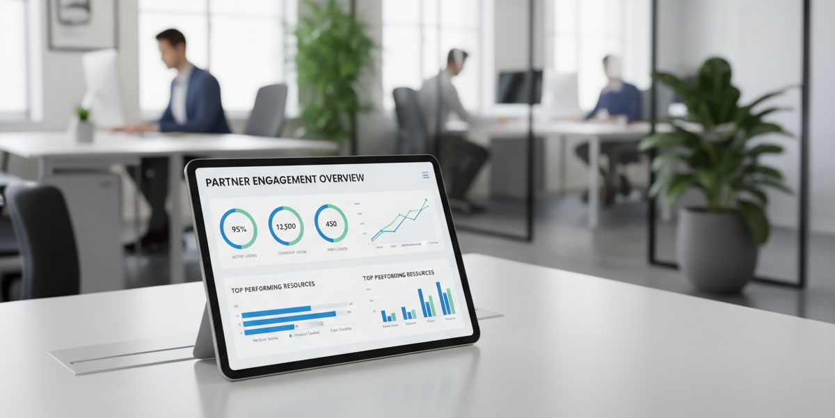 Dashboard of a mobile partner portal showing engagement metrics.