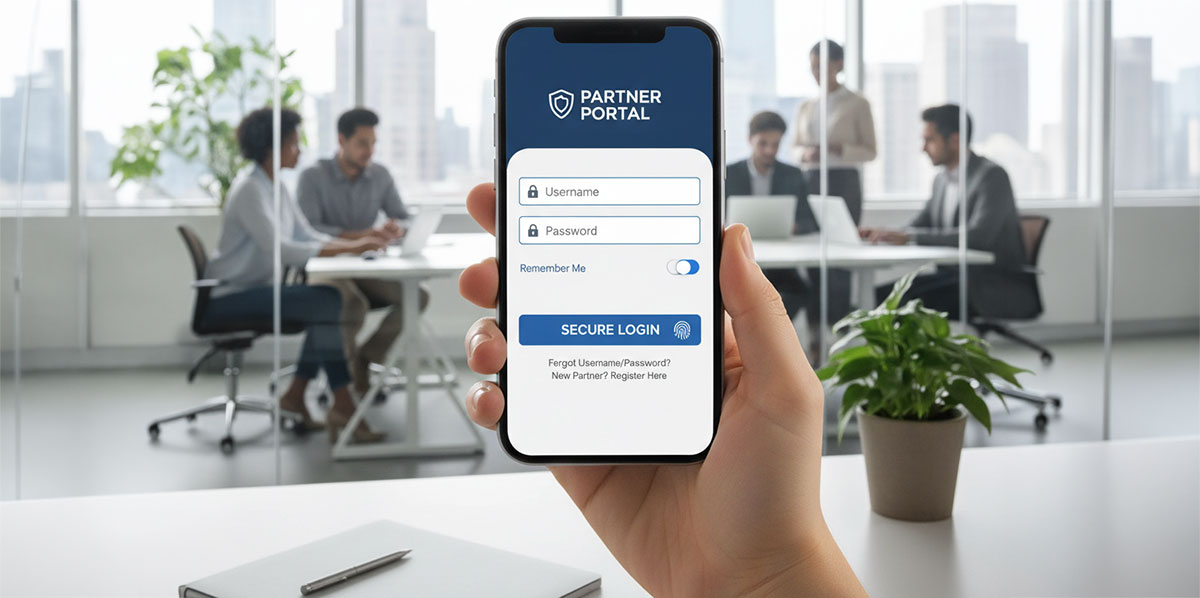 A secure login screen for a partner portal on a mobile device.