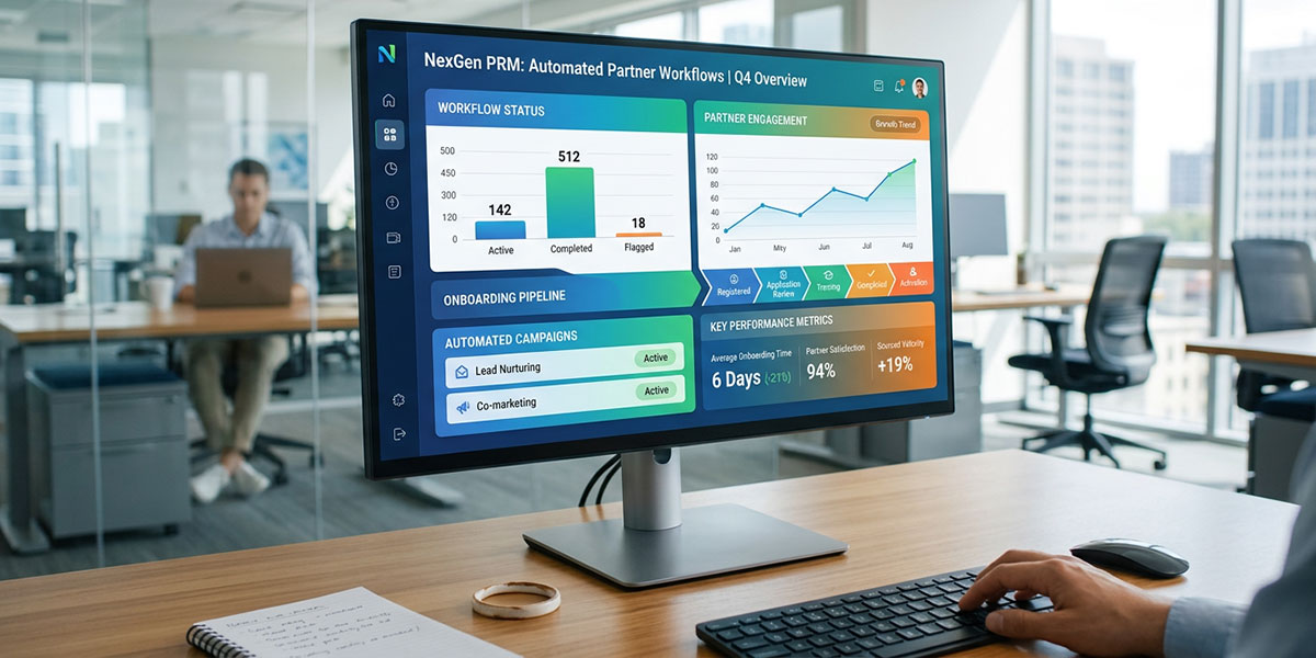 A dashboard showing automated workflows in a Partner Relationship Management system.
