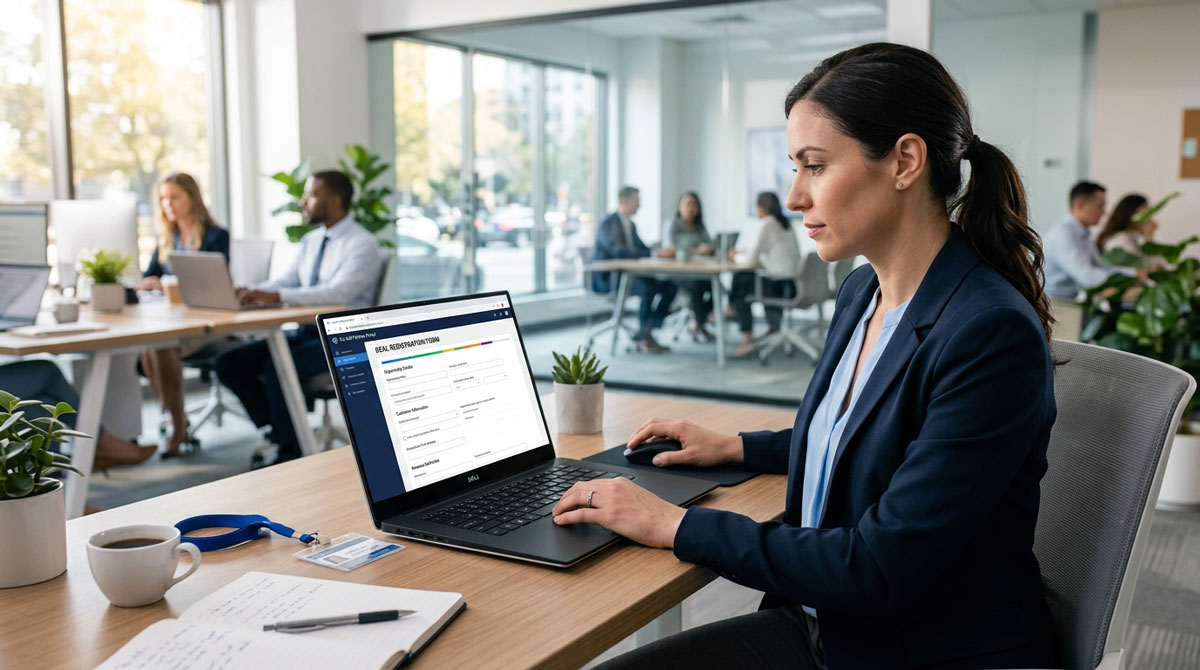 A user is shown completing a detailed deal registration form on a co-sell platform for channel partners.