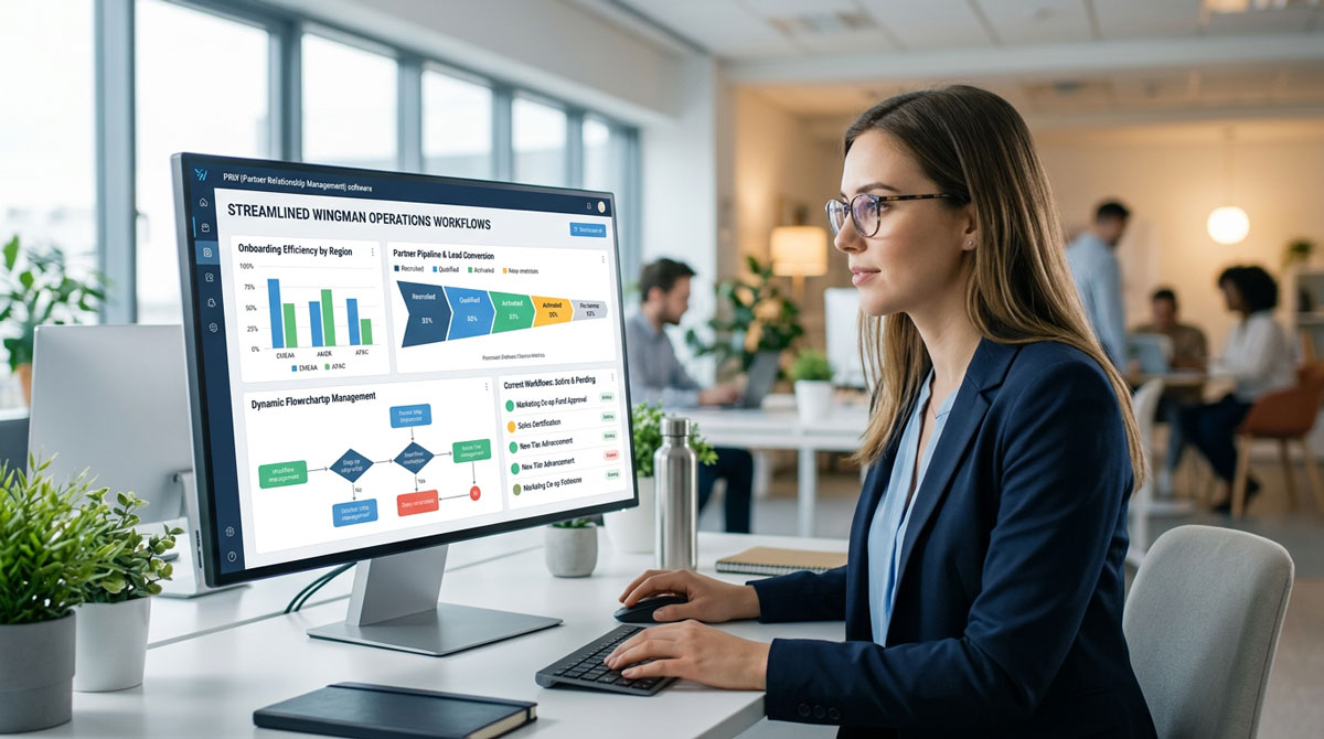 A dashboard showing streamlined partner operations workflows within PRM software.